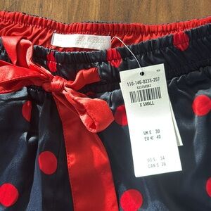 Abercrombie & Fitch XS Polka Dot Pajama Bottom Shorts bow tie pockets silky